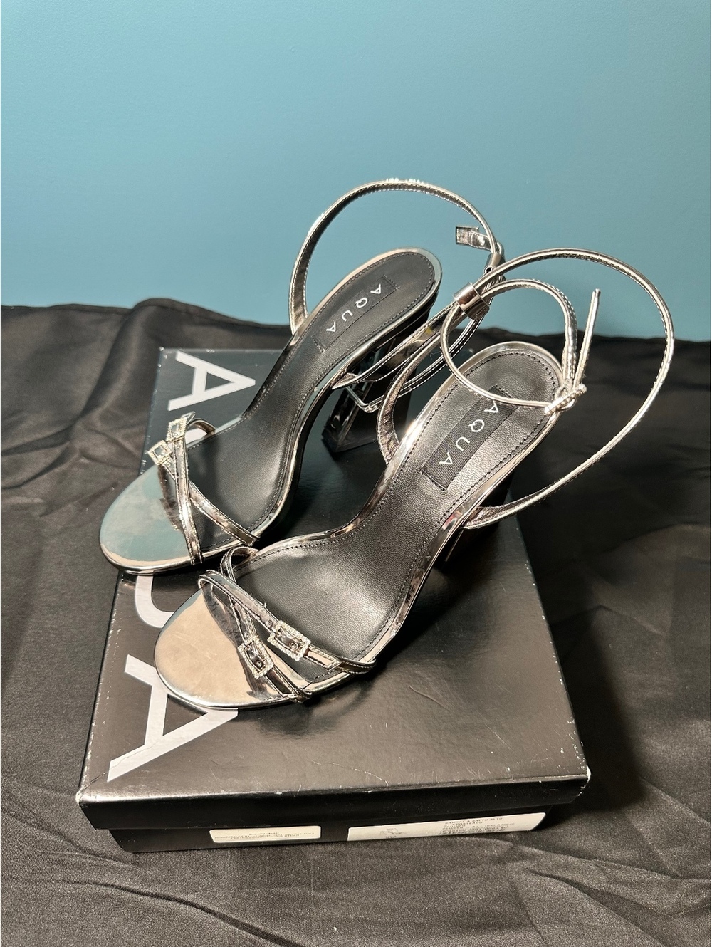 AQUA Women's Pewter High Heel Sandals Size 8B
